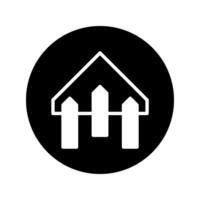 Minimalist home illustration featuring a fence design within a circular frame creating a modern home symbol vector