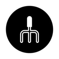 Minimalist gardening fork icon inside a circle offering a clean and modern design concept suitable for various applications vector