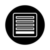 Minimalist flat design document icon representing information and organization within a black circle background is a professional graphic vector