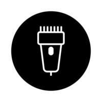 Minimalist electric shaver icon design showcasing grooming tool in black and white for shaving needs vector