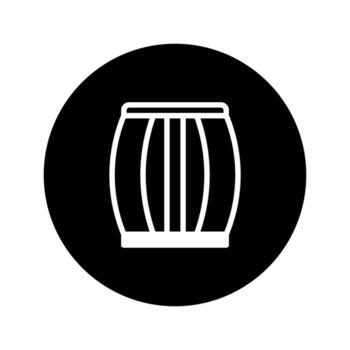 Minimalist drum icon with black circular background offering versatile usage possibilities and modern design appeal vector