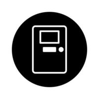 Minimalist door icon design on a black background providing entrance and security representation with access symbols for various applications vector