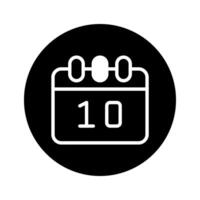Minimalist design of a tenth day calendar icon within a circular frame for web use vector