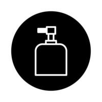 Minimalist design featuring a soap dispenser icon isolated on a black circular background creates visual appeal vector