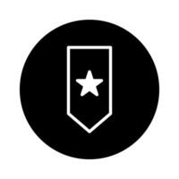 Elegant black round badge featuring a white bookmark icon adorned with a central star symbol vector