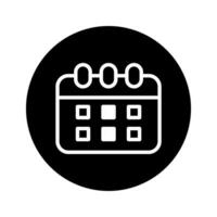 Elegant black and white calendar icon symbolizing time management planning and scheduling for appointments tasks reminders vector