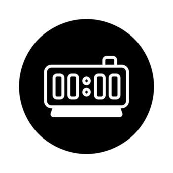Digital time icon showing zero hour in a black circle background presenting deadline and urgency concept representing time management and precision vector