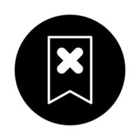 Delete bookmark icon on round black background provides simple and minimalist navigation concept for web vector