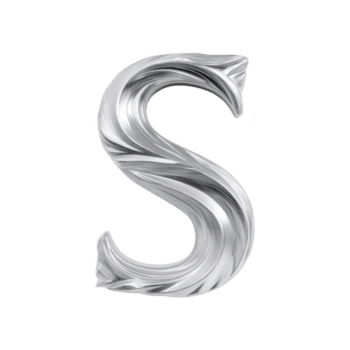 plata metálico letra s con brillante, texturizado superficie, aislado en transparencia antecedentes. elegante diseño caracteristicas arremolinándose patrón, creando lujoso y moderno apariencia png
