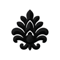 Black fleur de lis symbol with classic and elegant design, often used in heraldry and decorative arts. symbol features stylized petals and symmetrical shape png