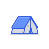Blue and gray tent icon with simple, minimalist design, representing outdoor camping and adventure. tent is depicted with clean lines and modern style, evoking sense of exploration and nature png
