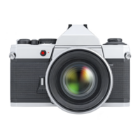 Vintage style camera with large lens and classic design, featuring textured body and metallic accents, evokes nostalgia and elegance. Perfect for photography enthusiasts png