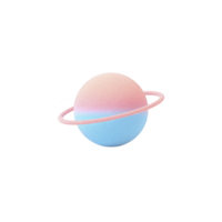 Pastel colored planet with ring, resembling stylized Saturn, floats against transparent background. soft gradient of pink and blue creates dreamy, whimsical effect png