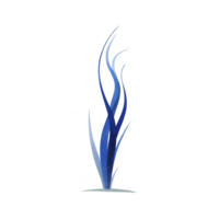 Stylized illustration of abstract blue and black flames rising upward, set against transparent background. design features smooth, flowing lines and gradient effect, creating sense of movement png