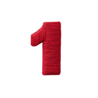 Red number one made of textured rope stands out against plain background, symbolizing uniqueness and creativity png