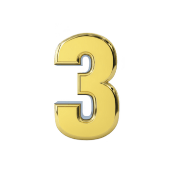 Shiny gold number three with reflective surface stands out against transparency background, symbolizing elegance and value png