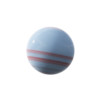 Smooth, glossy sphere with light blue surface and red horizontal stripes, resembling stylized planet or marble, isolated on transparency background png