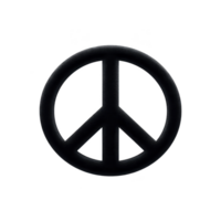 Black peace symbol on transparent background, representing harmony and non violence. simple design is iconic and widely recognized as sign of peace and unity png