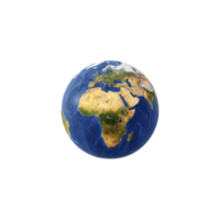 Detailed image of Earth showcasing continents and oceans, highlighting Africa, Europe, and Asia. globe is set against transparency background, emphasizing its vibrant colors png