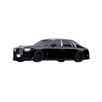 Sleek black luxury sedan with tinted windows and chrome accents, showcasing elegance and sophistication. car design emphasizes modernity and high end craftsmanship png