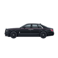 Sleek black luxury sedan with tinted windows and elegant design, showcasing modern and sophisticated appearance. car features streamlined body and stylish wheels png