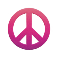 Vibrant pink and purple peace symbol, representing harmony and unity, stands out against plain background. gradient effect adds modern touch to this iconic emblem png