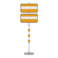 Blank yellow and white road sign with two rectangular panels on metal pole, isolated on transparency background. sign is ready for custom text or symbols png