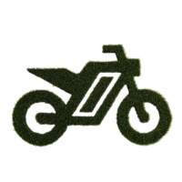 Motorcycle silhouette is creatively designed with grass texture, symbolizing eco friendly transportation and sustainability. image blends nature with technology, evoking sense of innovation png