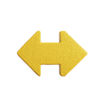 amarillo doble con membrete flecha símbolo en transparencia fondo, representando dirección y elección. texturizado superficie agrega táctil elemento a diseño png