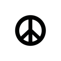 Black peace symbol is centered on transparency background, representing harmony and non violence. simple design conveys powerful message of unity and hope png