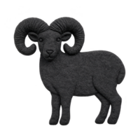 Silhouette of bighorn sheep with large, curved horns stands against plain background, showcasing its distinctive features. image highlights animal majestic and powerful presence png