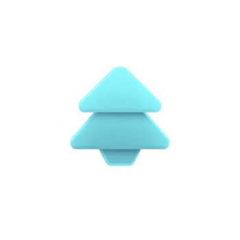 Blue, minimalist, geometric tree icon with modern design, featuring simple triangular shapes. icon is isolated on transparency background, conveying clean and contemporary aesthetic png