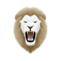 Fierce lion head illustration with roaring expression, showcasing detailed fur and sharp teeth. lion mane is full and majestic, emphasizing its powerful presence png