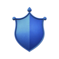 Blue shield with gradient design and decorative points symbolizes protection and security. shield texture adds depth, enhancing its visual appeal png
