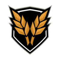 Stylized emblem features shield with orange wing like shapes, conveying sense of strength and protection. design is bold and modern, suitable for logo or insignia png