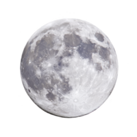 Image shows detailed view of full moon against transparency background, highlighting its craters and surface texture png