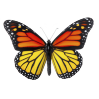 Vibrant monarch butterfly with striking orange and black wings, featuring white spots, is displayed against plain background. Its delicate beauty and intricate patterns captivate viewer png