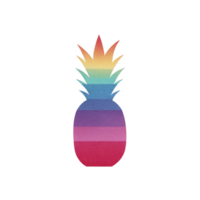 Vibrant pineapple silhouette features gradient of rainbow colors, creating playful and cheerful design. colorful stripes transition smoothly from red base to purple top, adding whimsical touch png