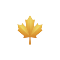 Golden maple leaf icon with smooth, geometric design symbolizes autumn and nature. leaf warm color evokes sense of warmth and seasonal change png