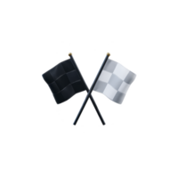 Two crossed flags, one black and one checkered, symbolize racing and competition. checkered flag represents finish line, while black flag often signals warning png