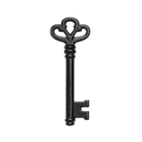 Ornate vintage key with intricate bow design, symbolizing mystery and history. metallic finish adds touch of elegance, making it ideal for themes of secrets or unlocking potential png