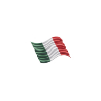 Image shows waving flag with green white and red vertical stripes representing national flag of Italy. flag is depicted dynamic flowing motion. Italian flag waving dynamic motion featuring green png