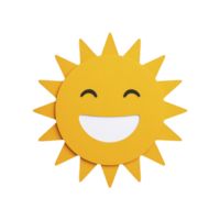 Cheerful yellow sun with smiling face and pointed rays, symbolizing happiness and warmth. simple design conveys sense of joy and positivity png