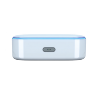 Sleek, white rectangular device with blue accent line and small indicator light on front, designed for modern home or office use png