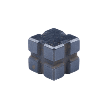 negro, cubo conformado metal objeto con texturizado superficie y simétrico diseño, parecido a rompecabezas pedazo o industrial componente. eso tiene escabroso, geométrico apariencia png