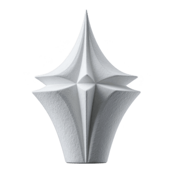 blanco, resumen geométrico escultura con agudo anglos y estrella me gusta forma, exhibiendo moderno diseño y artístico expresión. textura aparece suave y mate png