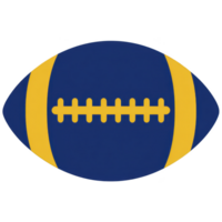 Blue and yellow American football with stylized design featuring bold colors and simple pattern. ball has classic oval shape with visible stitching detail, creating vibrant and sporty look png