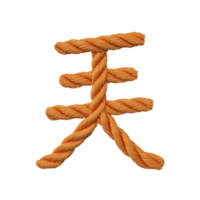 imagem mostra laranja corda torcido para dentro forma semelhante a chinês personagem, isolado em transparência fundo. textura do corda é detalhado e vibrante png