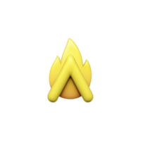 Stylized yellow flame icon with minimalist design, featuring triangular shape in center, symbolizing warmth and energy. icon is set against transparent background png