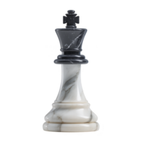 Black and white marble chess king piece stands elegantly, showcasing its smooth texture and classic design. piece symbolizes strategy and leadership in game of chess png